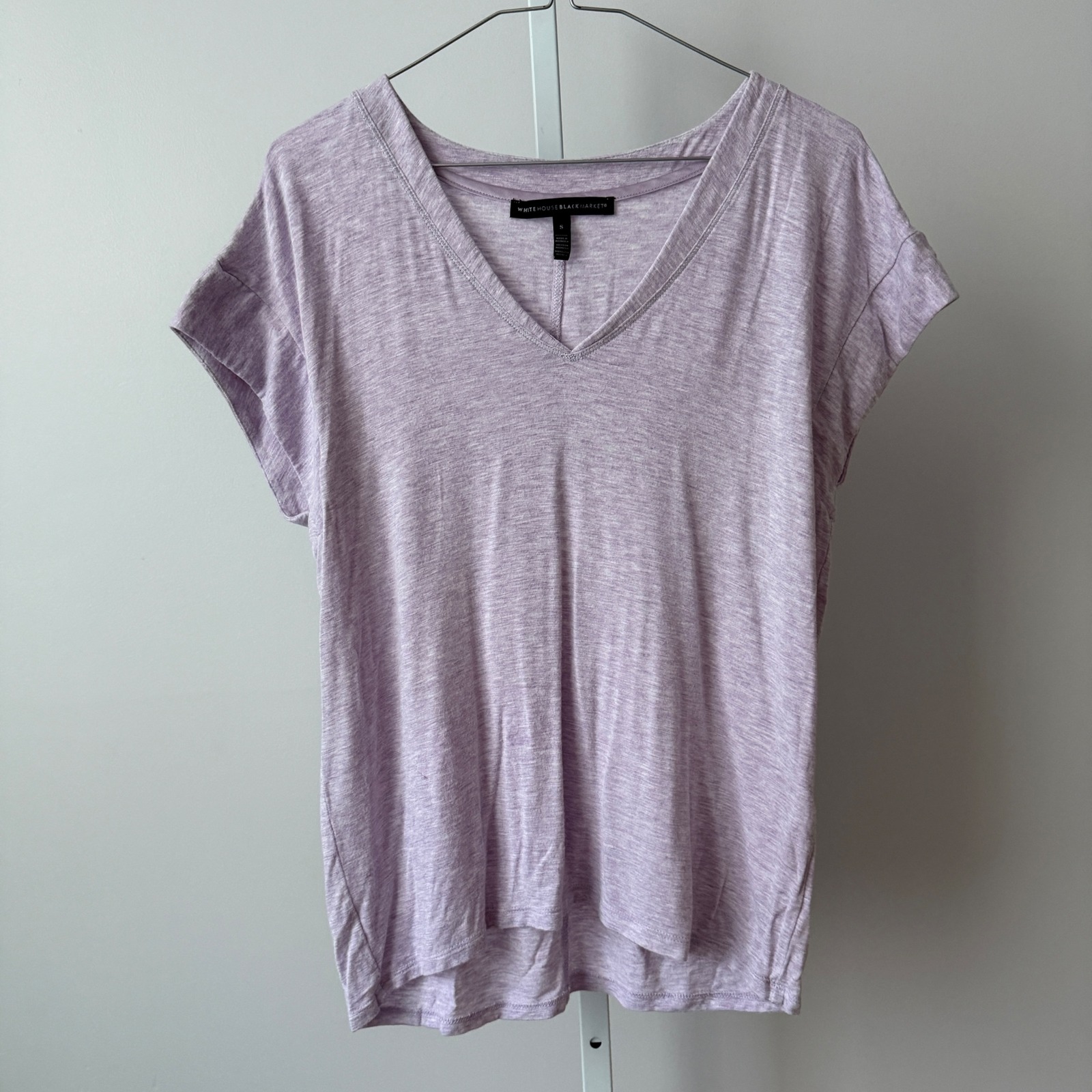 White House Black Market Sz S Purple Heathered V Neck Tunic Casual Minimalist